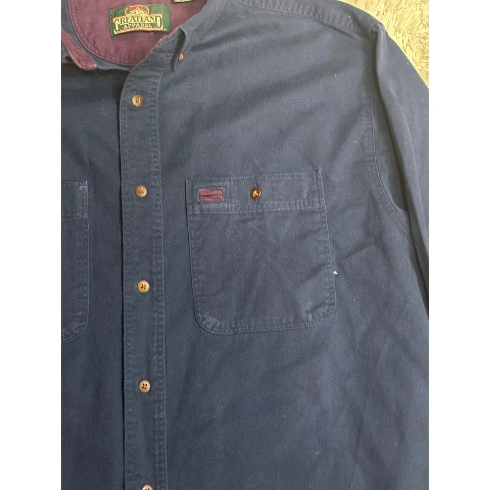 Greatland Apparel Mens Large Tall Navy Blue Cotton Canvas Button Down Shirt L/T‎